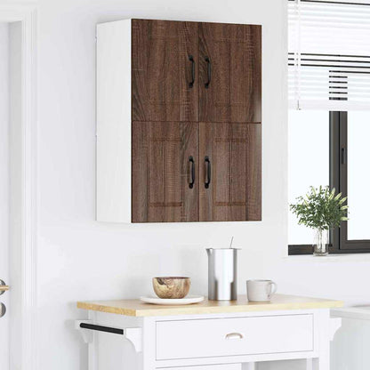 Keukenwandkasten 2 pcs Bruin Eiken 60 x 31 x 40 cm Bewerkt hout