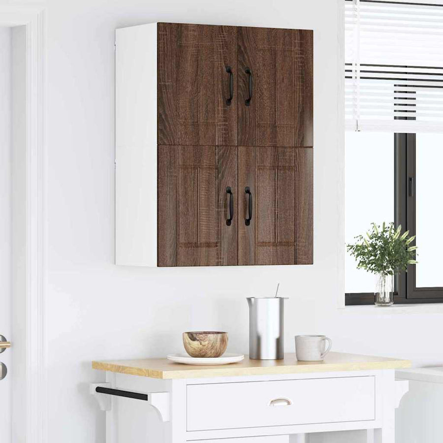 Keukenwandkasten 2 pcs Bruin Eiken 60 x 31 x 40 cm Bewerkt hout