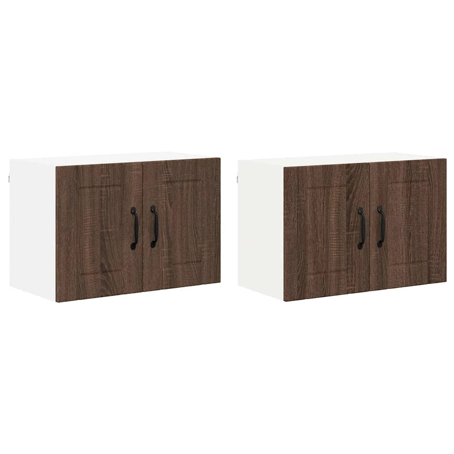 Keukenwandkasten 2 pcs Bruin Eiken 60 x 31 x 40 cm Bewerkt hout