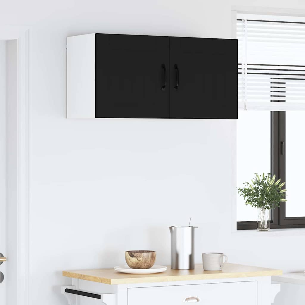 Keukenkast aan de muur Zwart 80 x 31 x 40 cm Bewerkt hout