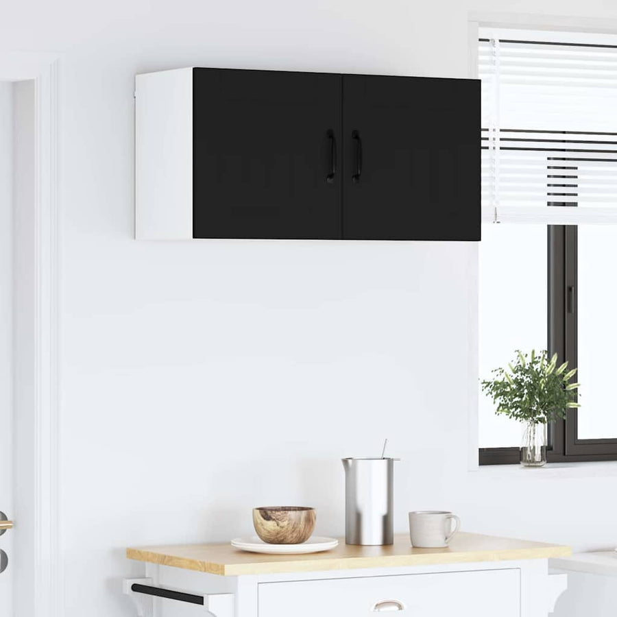 Keukenkast aan de muur Zwart 80 x 31 x 40 cm Bewerkt hout