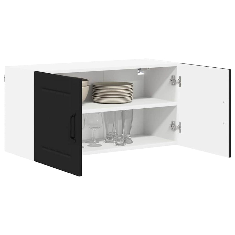 Keukenkast aan de muur Zwart 80 x 31 x 40 cm Bewerkt hout