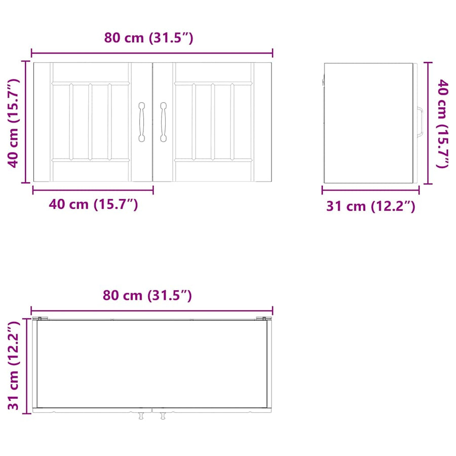Keukenkast aan de muur met plank Grijs Sonoma 80 x 31 x 40 cm