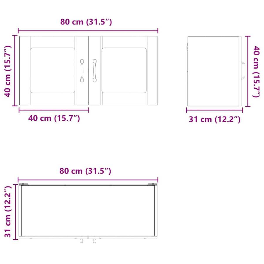 Keukenkast aan de muur Wit 80 x 31 x 40 cm Bewerkt hout