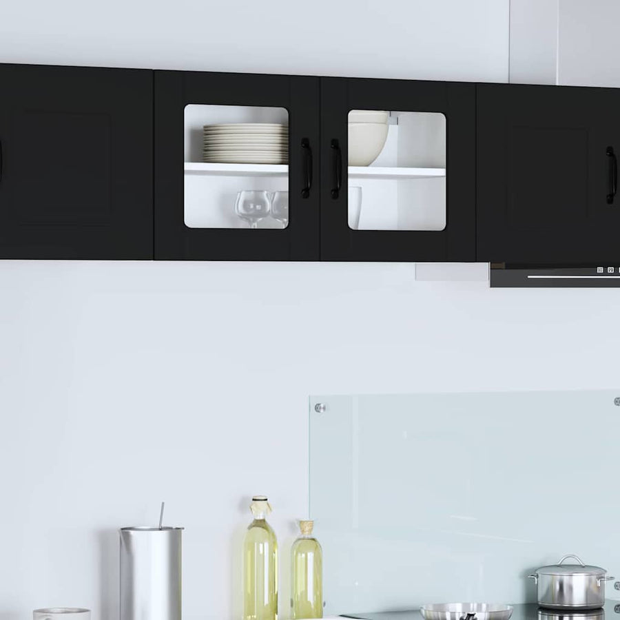 Keukenkast aan de muur Zwart 80 x 31 x 40 cm Bewerkt hout