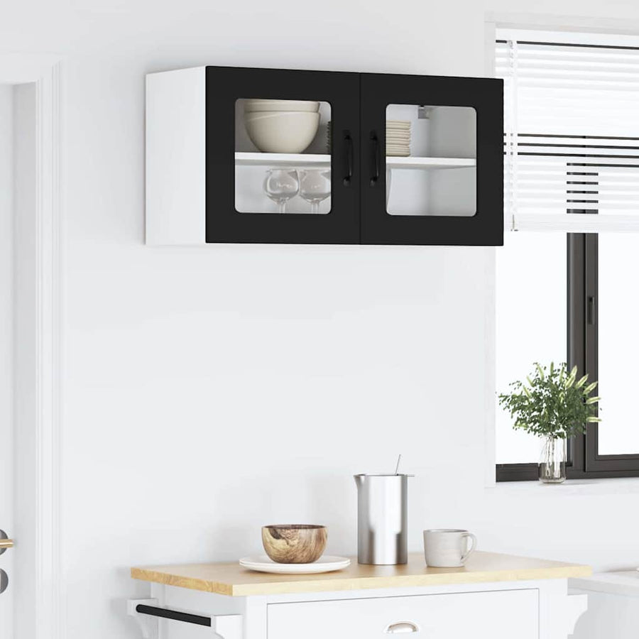 Keukenkast aan de muur Zwart 80 x 31 x 40 cm Bewerkt hout