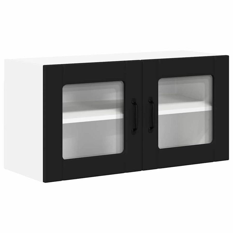 Keukenkast aan de muur Zwart 80 x 31 x 40 cm Bewerkt hout