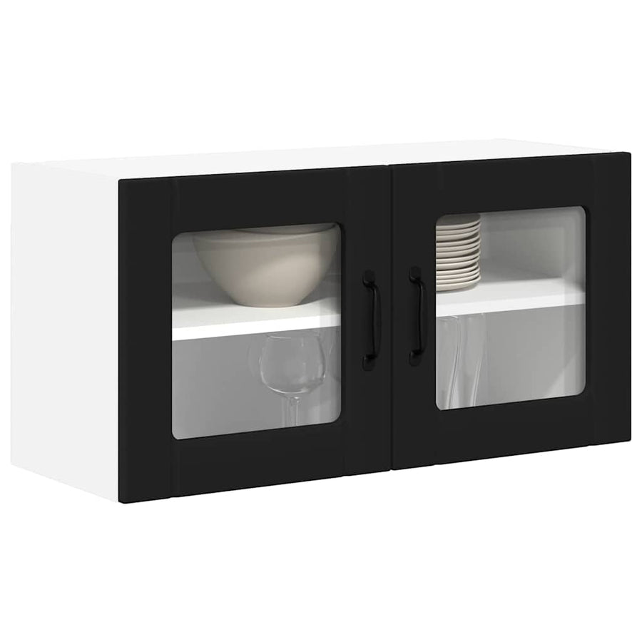 Keukenkast aan de muur Zwart 80 x 31 x 40 cm Bewerkt hout