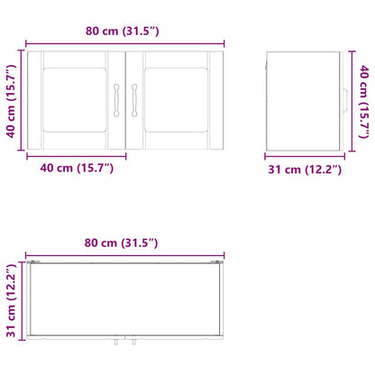 Keukenkast aan de muur Zwart 80 x 31 x 40 cm Bewerkt hout