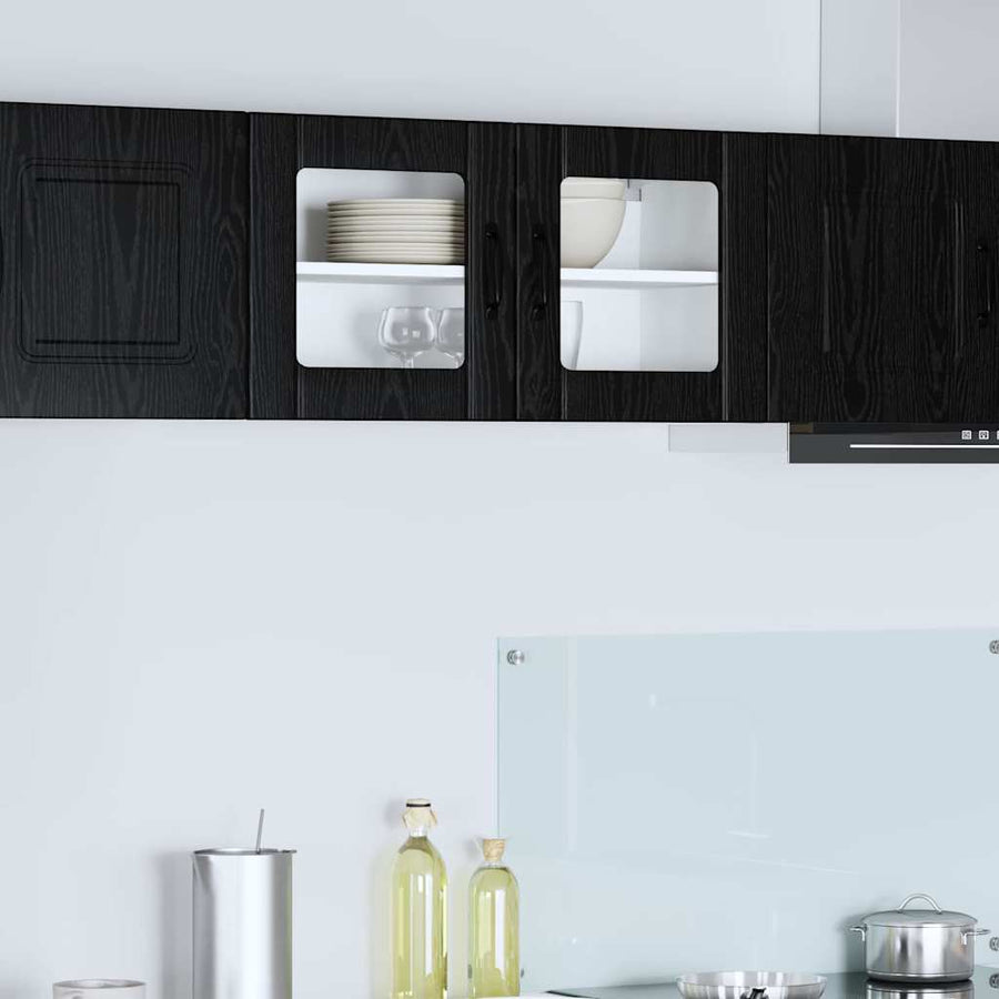 Keukenkast aan de muur Zwart Eiken 80 x 31 x 40 cm Bewerkt hout