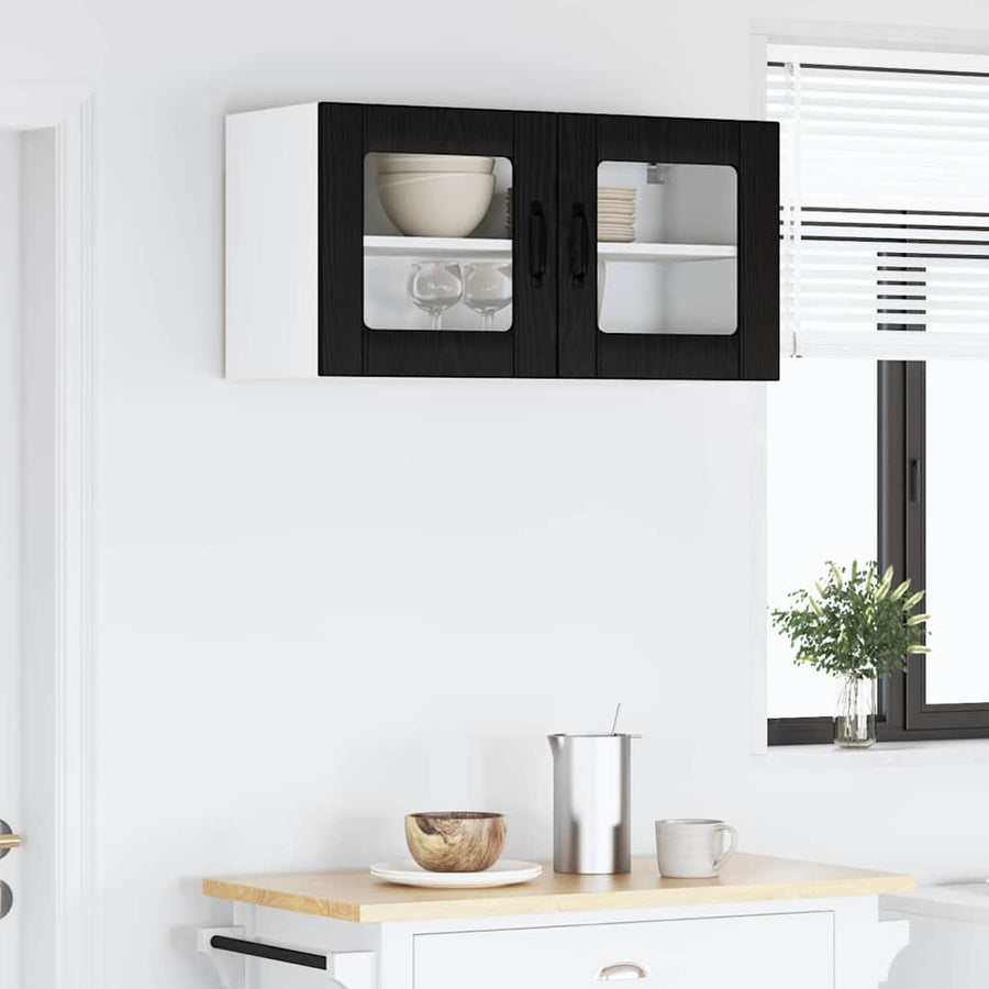 Keukenkast aan de muur Zwart Eiken 80 x 31 x 40 cm Bewerkt hout