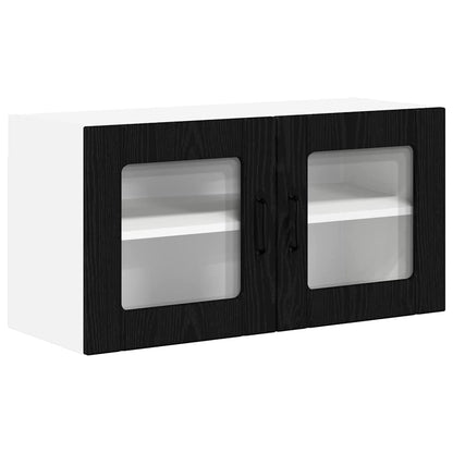 Keukenkast aan de muur Zwart Eiken 80 x 31 x 40 cm Bewerkt hout