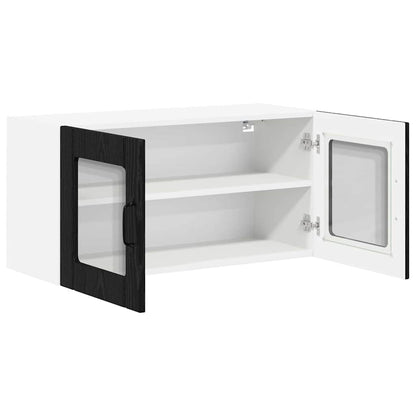 Keukenkast aan de muur Zwart Eiken 80 x 31 x 40 cm Bewerkt hout