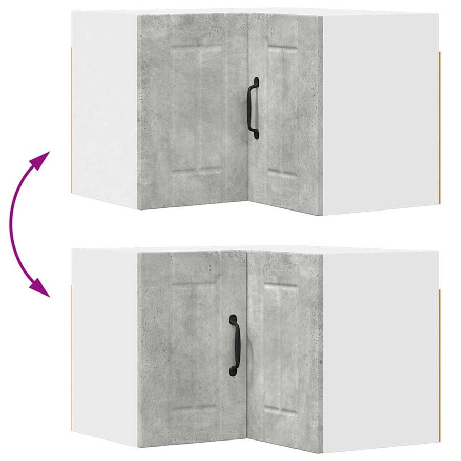 Keukenkast aan de muur Beton Grijs 57 x 57 x 40 cm Bewerkt hout