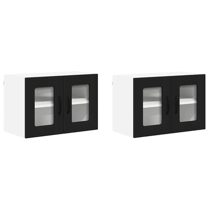 Keukenkast aan de muur 2 pcs Zwart 60 x 31 x 40 cm Bewerkt hout