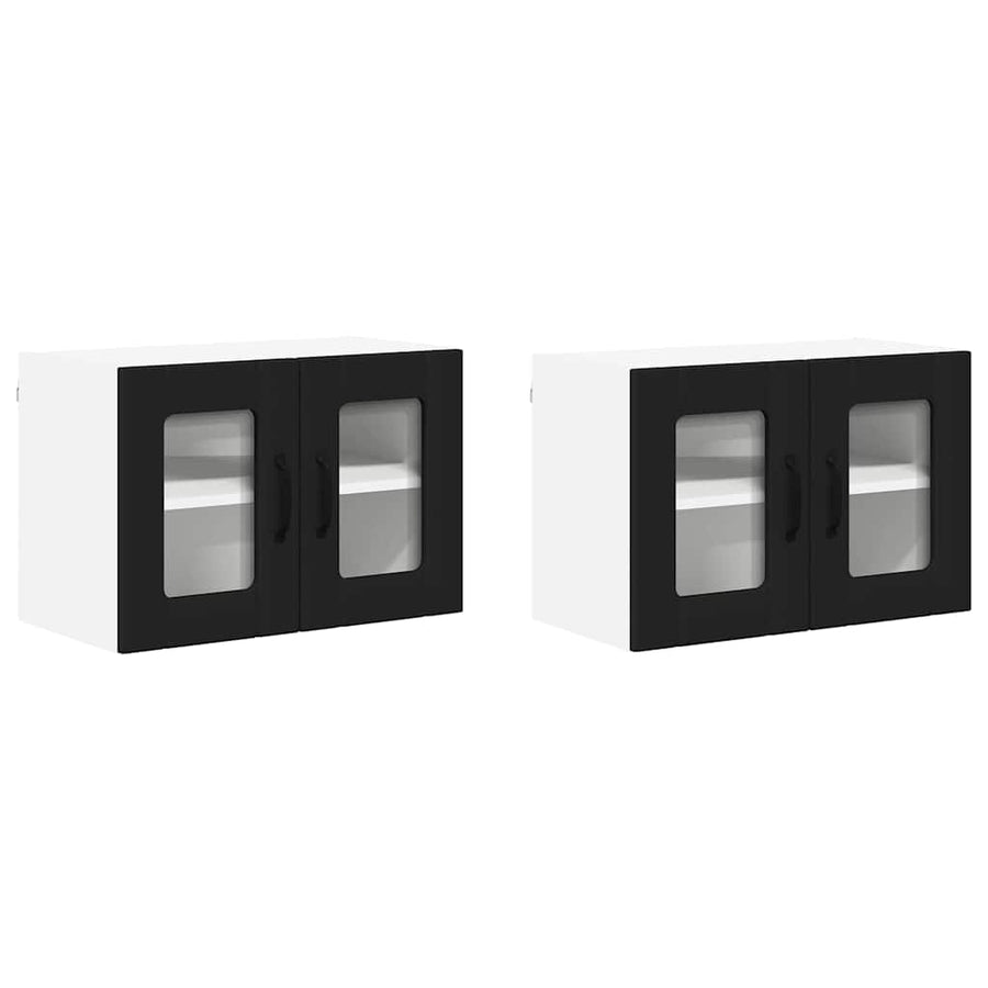 Keukenkast aan de muur 2 pcs Zwart 60 x 31 x 40 cm Bewerkt hout