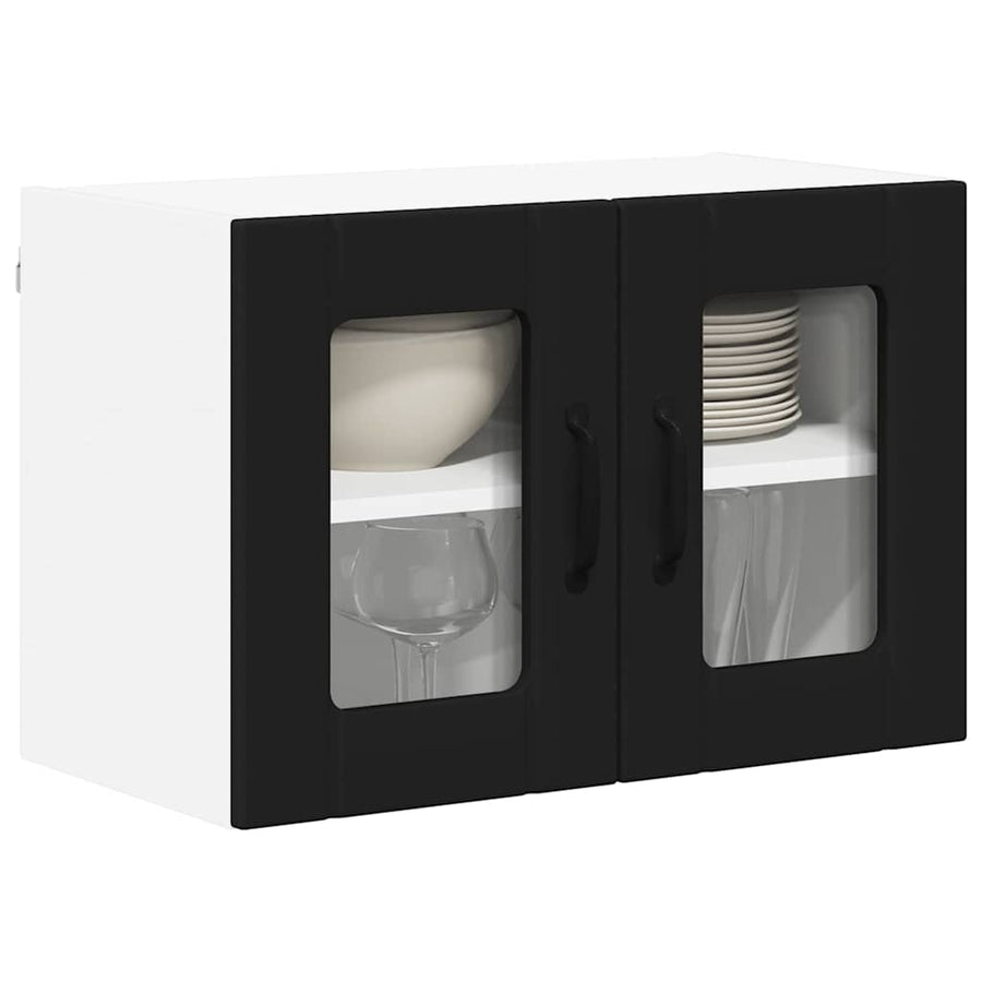 Keukenkast aan de muur 2 pcs Zwart 60 x 31 x 40 cm Bewerkt hout