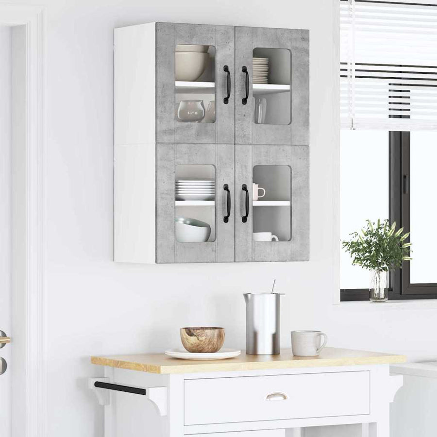 Keukenkast aan de muur 2 pcs Beton Grijs 60 x 31 x 40 cm