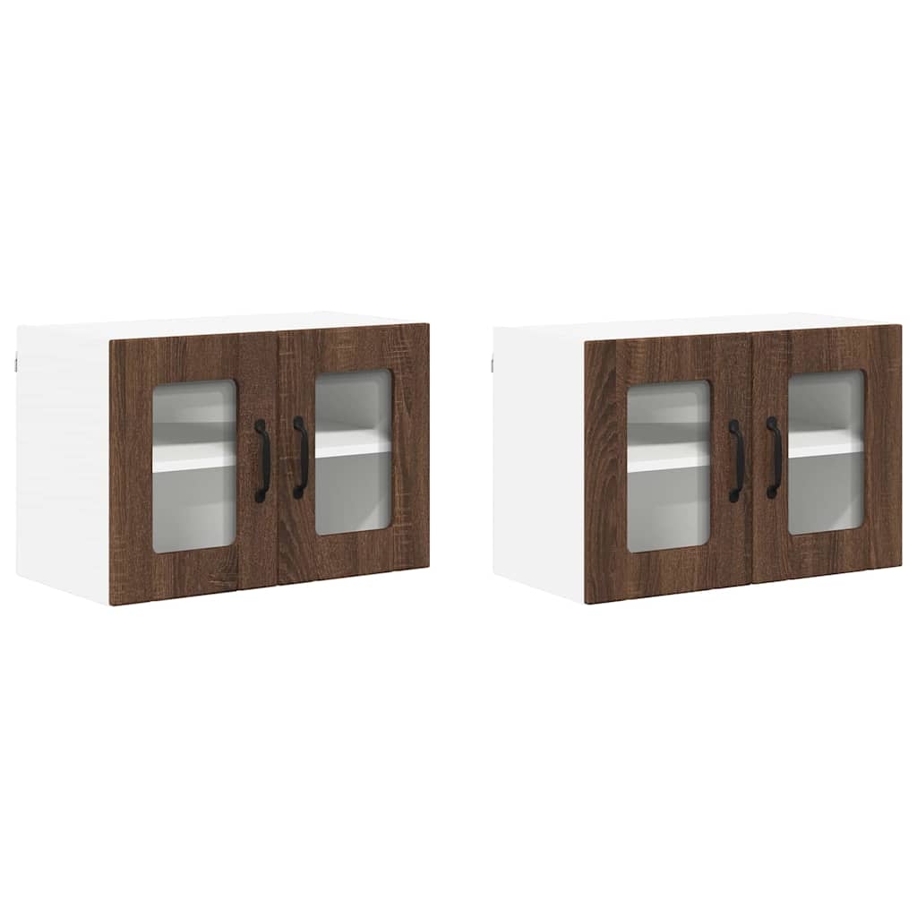 Keukenwandkasten 2 pcs Bruin Eiken 60 x 31 x 40 cm Bewerkt hout