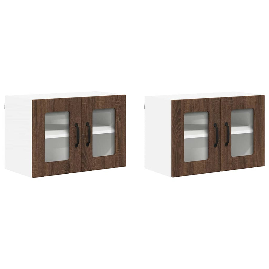 Keukenwandkasten 2 pcs Bruin Eiken 60 x 31 x 40 cm Bewerkt hout