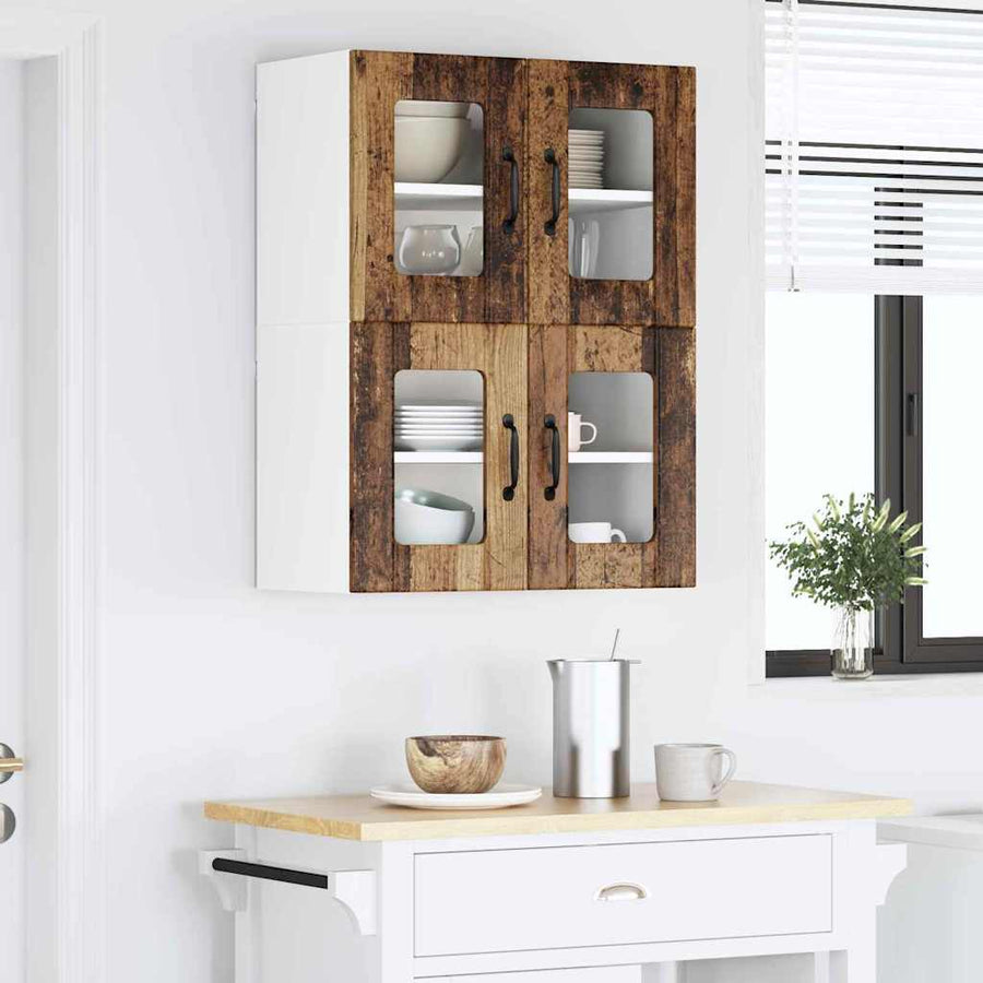 Keukenkast aan de muur met plank 2 pcs Oud Hout 60 x 31 x 40 cm