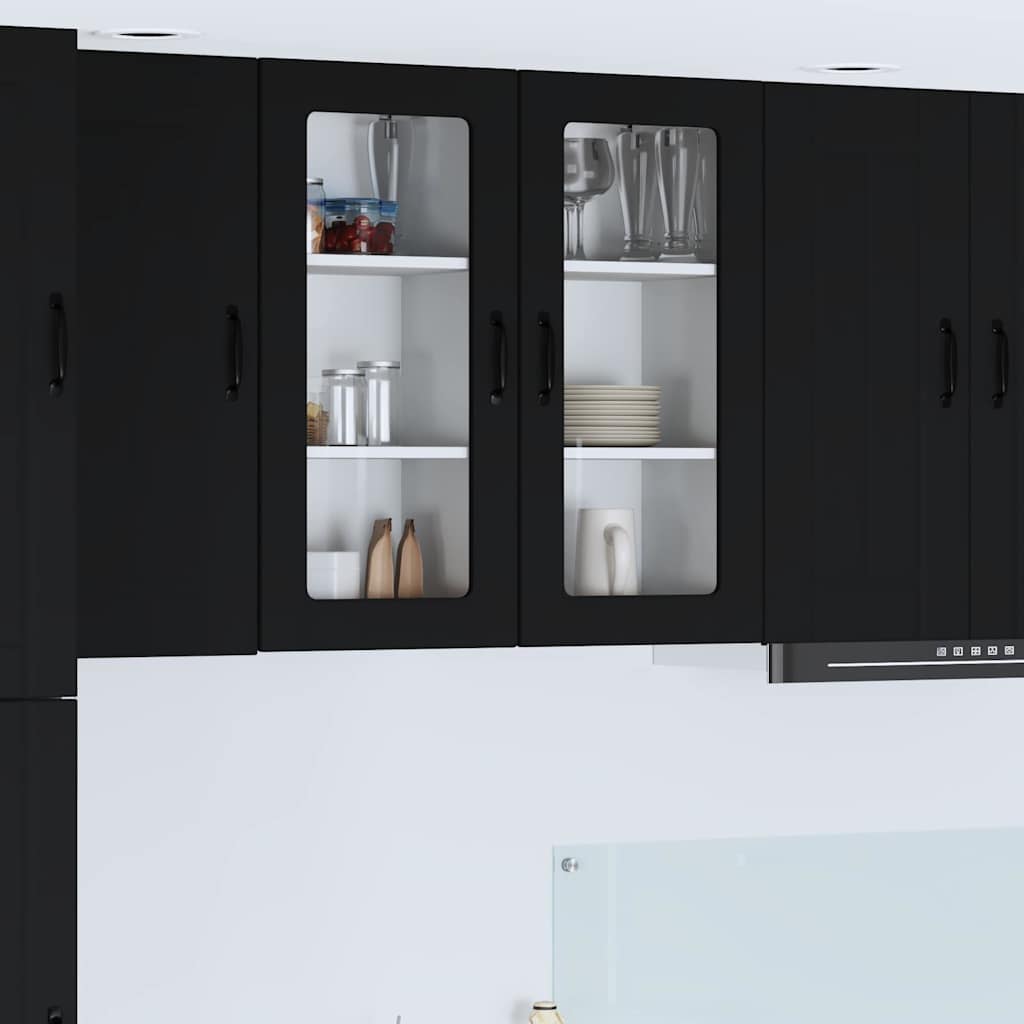 Keukenkast aan de muur 2 pcs Zwart 40 x 31 x 80 cm Bewerkt hout