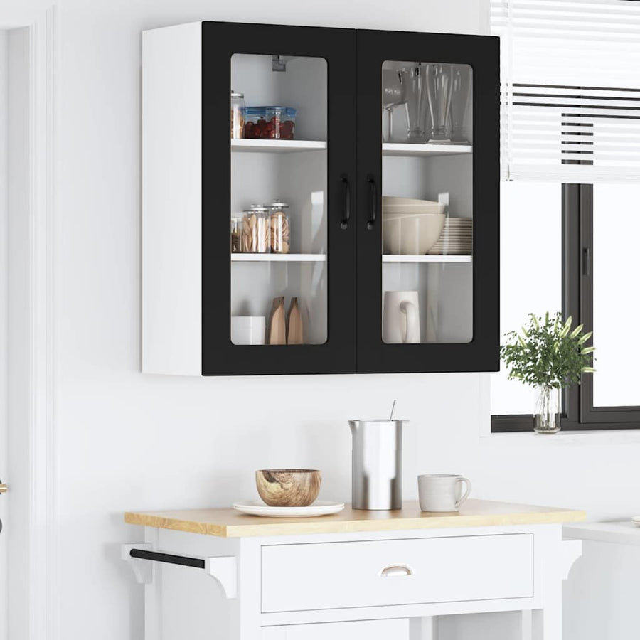 Keukenkast aan de muur 2 pcs Zwart 40 x 31 x 80 cm Bewerkt hout