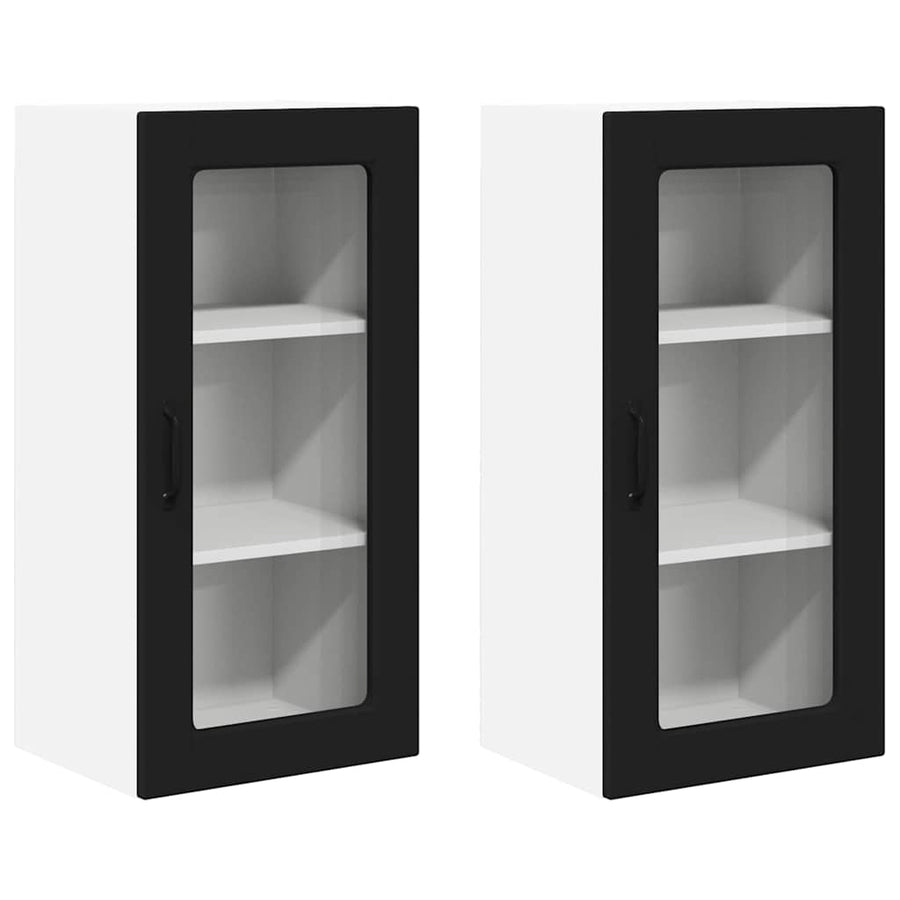 Keukenkast aan de muur 2 pcs Zwart 40 x 31 x 80 cm Bewerkt hout