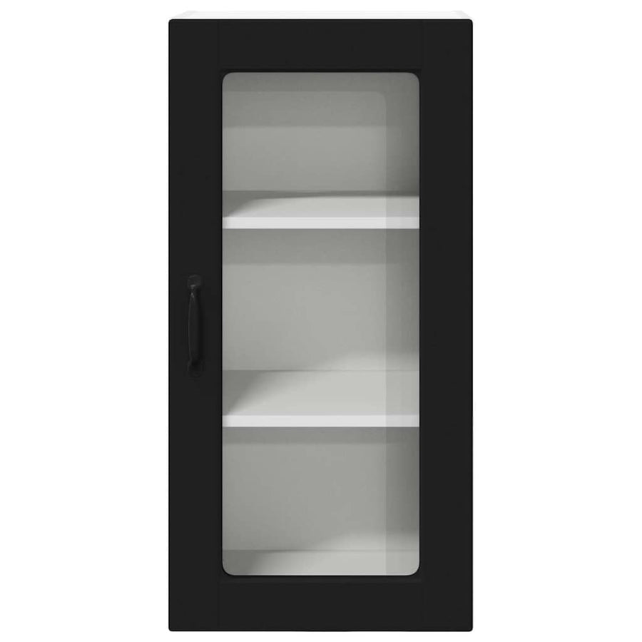 Keukenkast aan de muur 2 pcs Zwart 40 x 31 x 80 cm Bewerkt hout