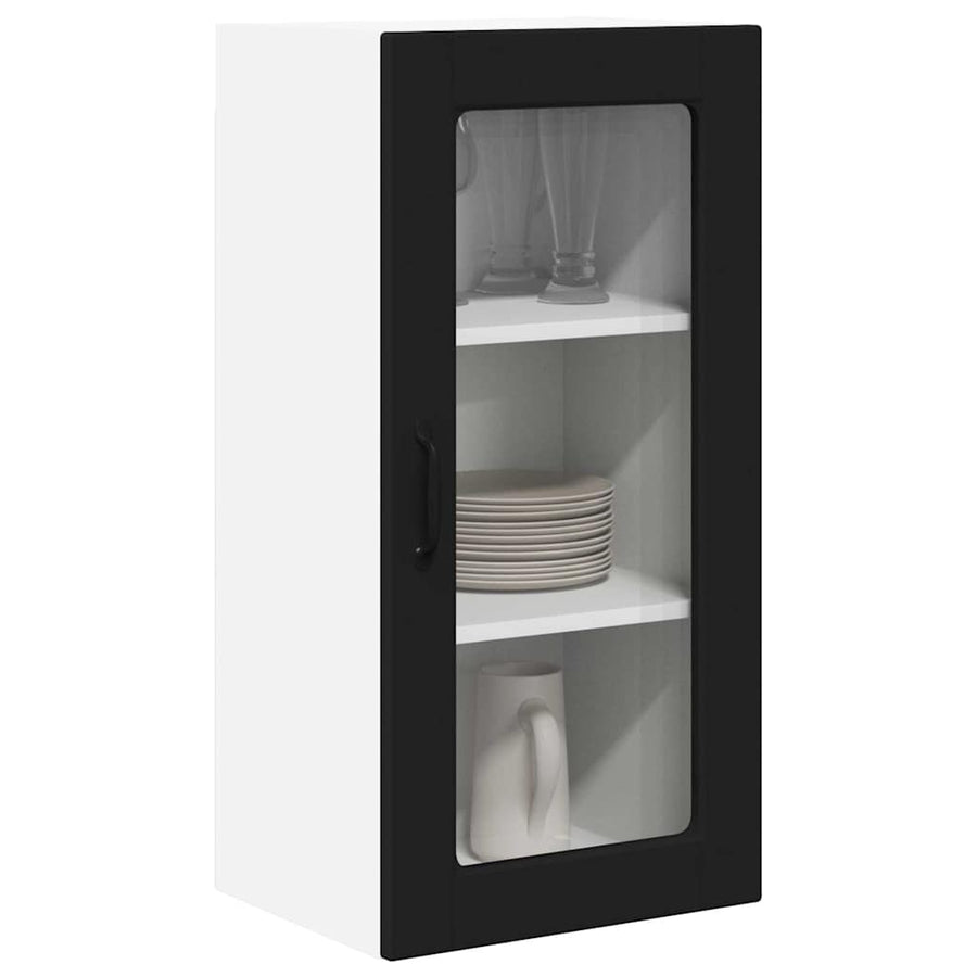Keukenkast aan de muur 2 pcs Zwart 40 x 31 x 80 cm Bewerkt hout