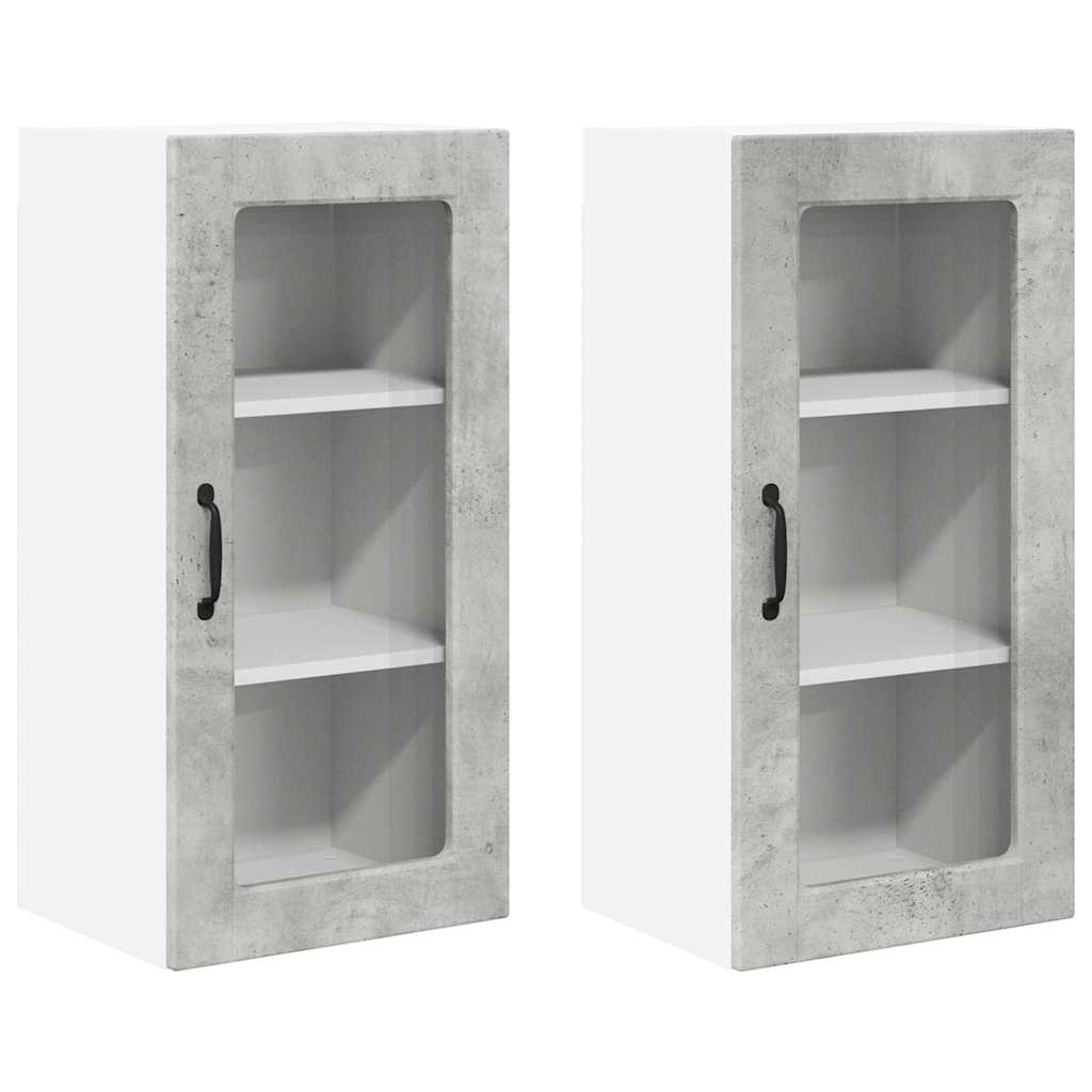 Keukenkast aan de muur 2 pcs Beton Grijs 40 x 31 x 80 cm