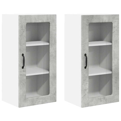 Keukenkast aan de muur 2 pcs Beton Grijs 40 x 31 x 80 cm