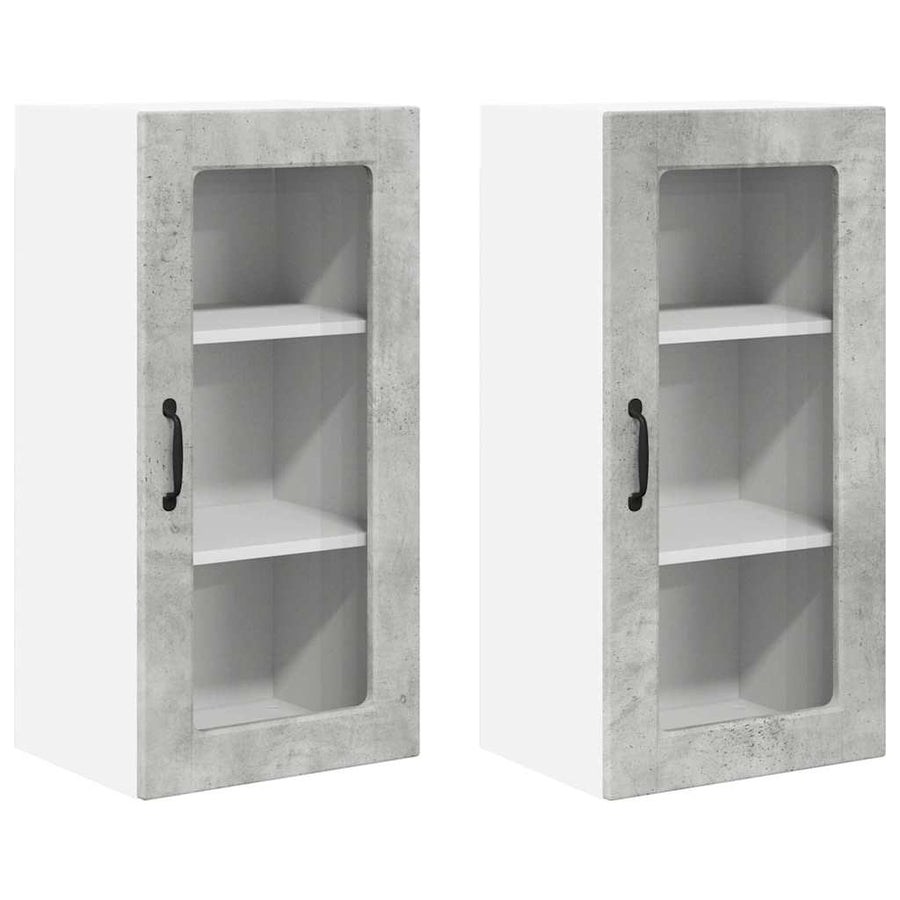 Keukenkast aan de muur 2 pcs Beton Grijs 40 x 31 x 80 cm
