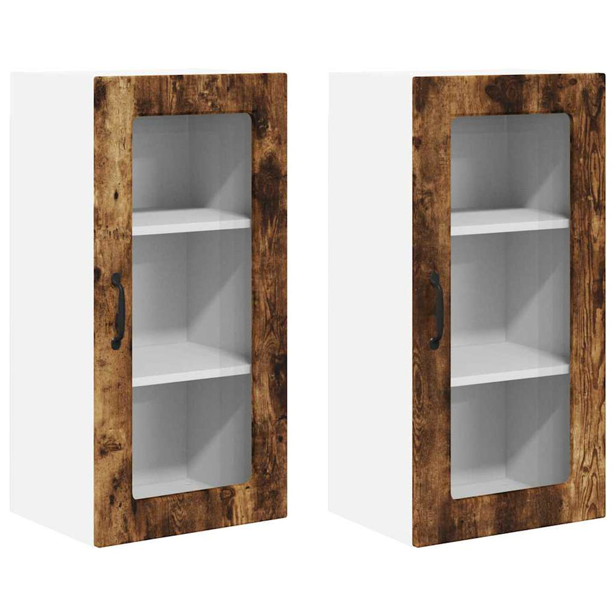 Keukenkast aan de muur 2 pcs Gerookt eiken 40 x 31 x 80 cm