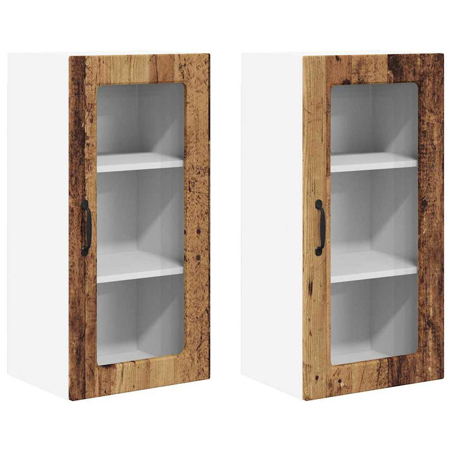Keukenkast aan de muur met plank 2 pcs Oud Hout 40 x 31 x 80 cm
