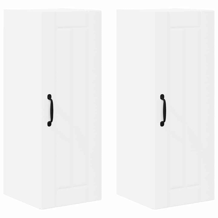 Keukenkast aan de muur 2 pcs Wit 30 x 31 x 80 cm Bewerkt hout