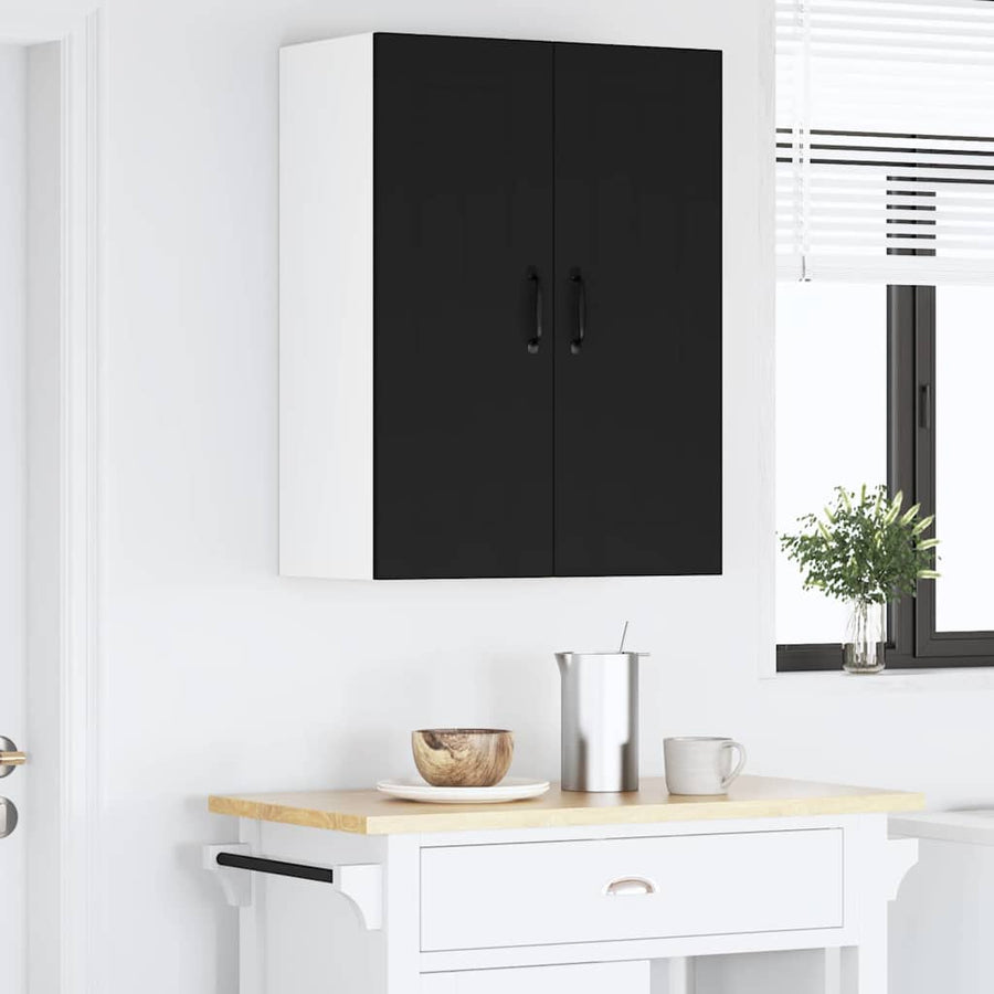 Keukenkast aan de muur 2 pcs Zwart 30 x 31 x 80 cm Bewerkt hout