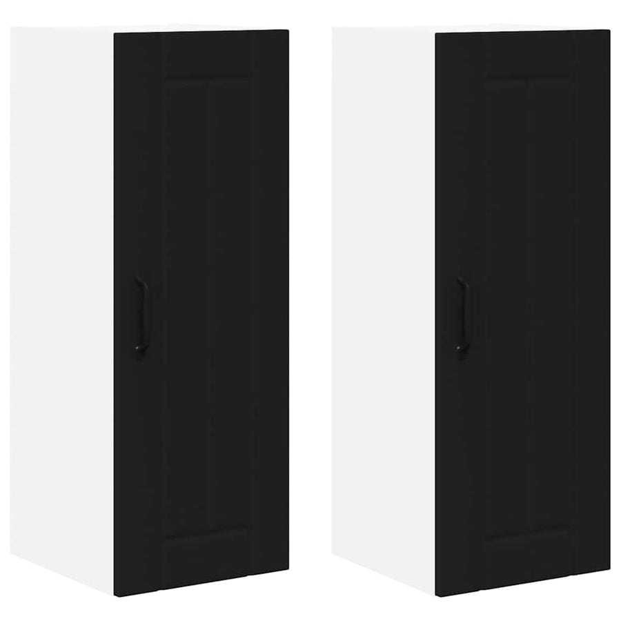 Keukenkast aan de muur 2 pcs Zwart 30 x 31 x 80 cm Bewerkt hout