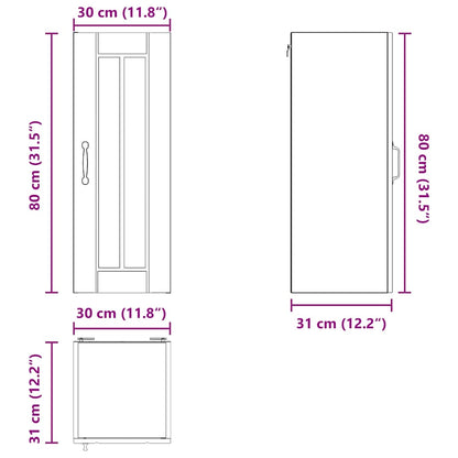 Keukenkast aan de muur 2 pcs Zwart 30 x 31 x 80 cm Bewerkt hout