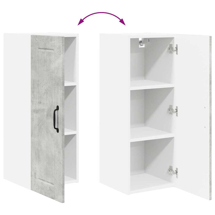 Keukenkast aan de muur Beton Grijs 30 x 31 x 80 cm Bewerkt hout