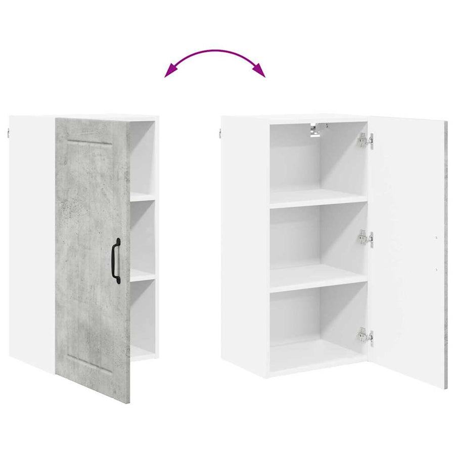 Keukenkast aan de muur Beton Grijs 40 x 31 x 80 cm Bewerkt hout