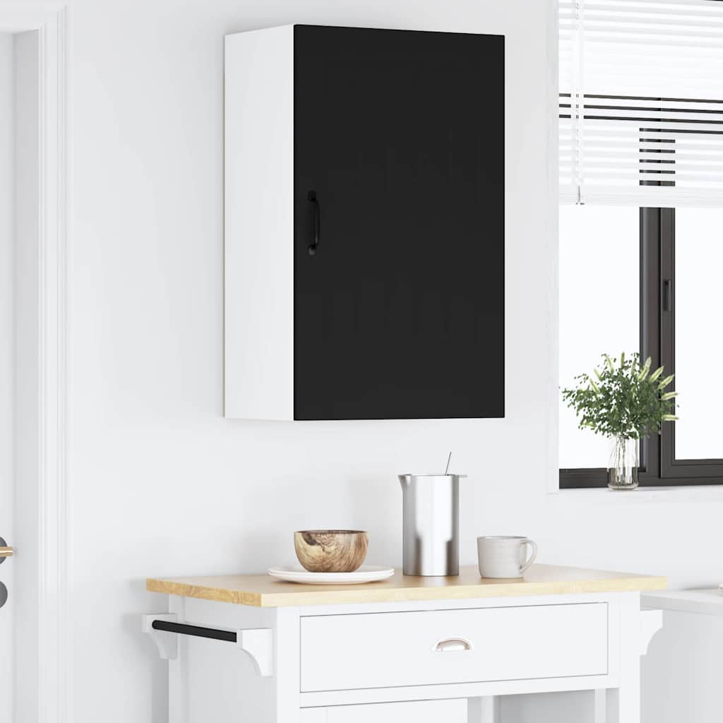 Keukenkast aan de muur Zwart 50 x 31 x 80 cm Bewerkt hout