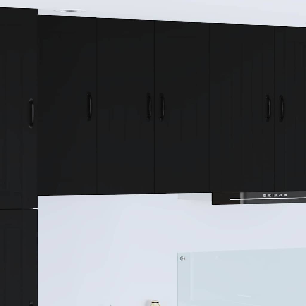Keukenkast aan de muur Zwart 60 x 31 x 80 cm Bewerkt hout