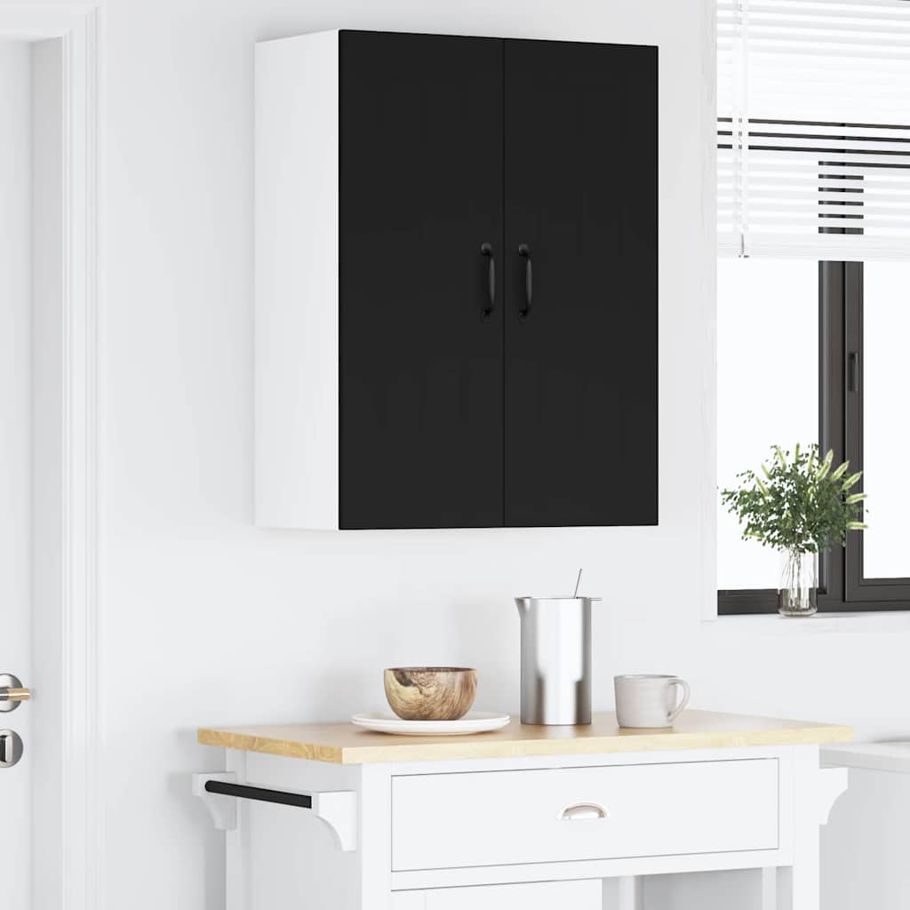 Keukenkast aan de muur Zwart 60 x 31 x 80 cm Bewerkt hout