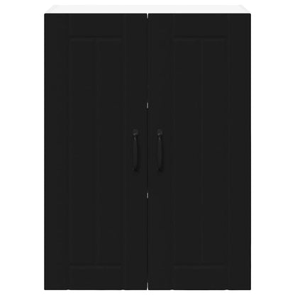Keukenkast aan de muur Zwart 60 x 31 x 80 cm Bewerkt hout