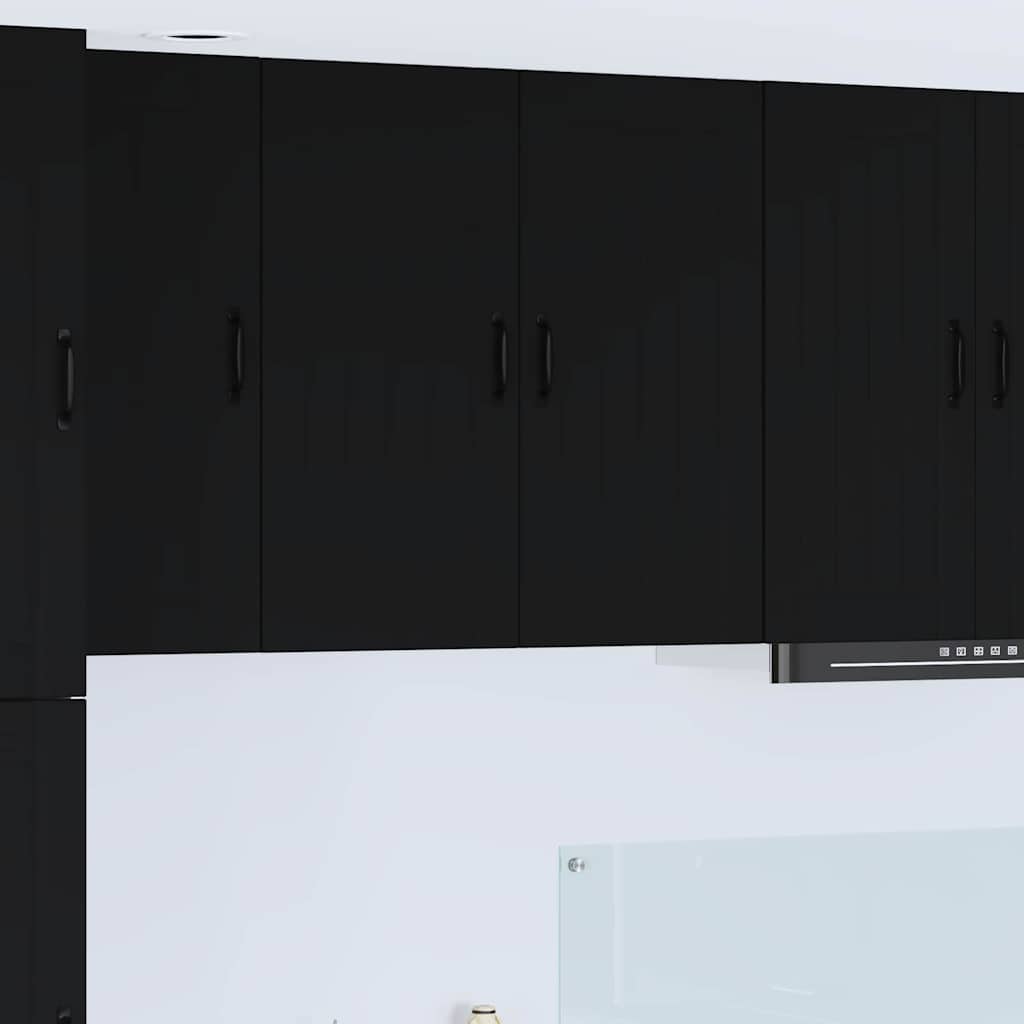Keukenkast aan de muur Zwart 80 x 31 x 80 cm Bewerkt hout