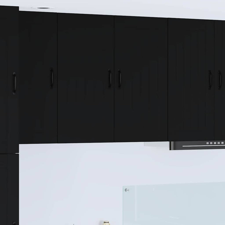 Keukenkast aan de muur Zwart 80 x 31 x 80 cm Bewerkt hout