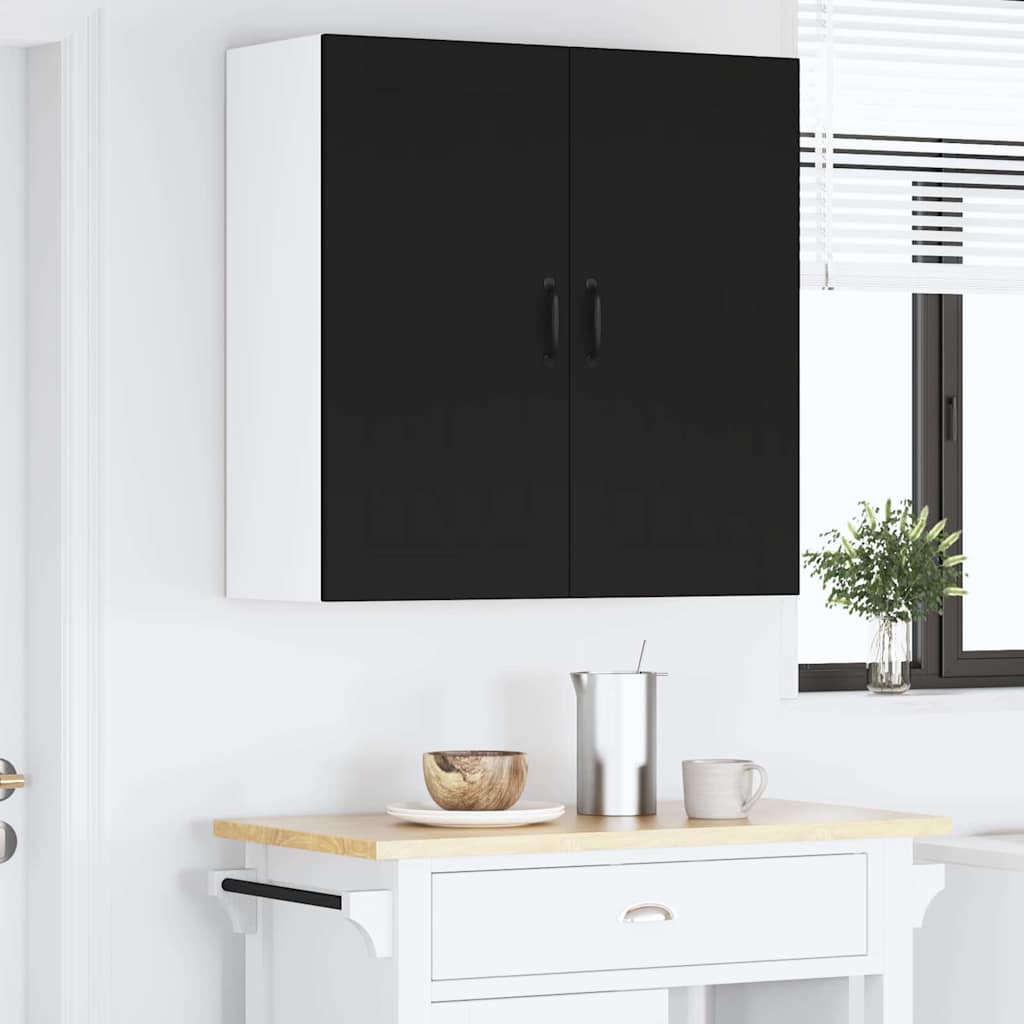Keukenkast aan de muur Zwart 80 x 31 x 80 cm Bewerkt hout