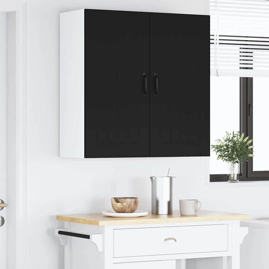 Keukenkast aan de muur Zwart 80 x 31 x 80 cm Bewerkt hout