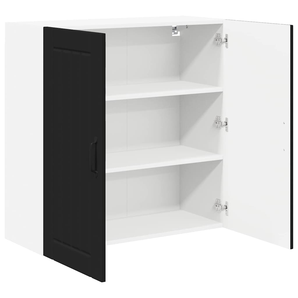 Keukenkast aan de muur Zwart 80 x 31 x 80 cm Bewerkt hout